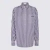 Brunello Cucinelli White And Blue Cotton Shirt