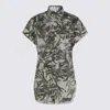 Brunello Cucinelli White And Grey Cotton Shirt In Green