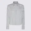 Brunello Cucinelli White And Grey Cotton Shirt