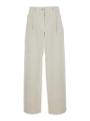 Brunello Cucinelli White Baggy Jeans With Button Closure In Stretch Cotton Denim Woman In Grey