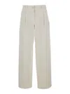 Brunello Cucinelli White Baggy Jeans With Button Closure In Stretch Cotton Denim Woman In White