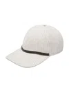BRUNELLO CUCINELLI WHITE BASEBALL CAP WITH MONILE DETAIL IN LINEN AND COTTON WOMAN