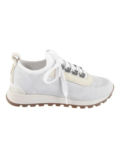 Brunello Cucinelli White Calf Leather Sneakers