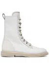 Brunello Cucinelli Bead-embellished Canvas Combat Boots In White