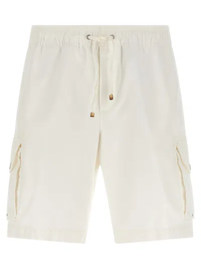 BRUNELLO CUCINELLI WHITE CARGO POCKET BERMUDA SHORTS