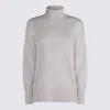 Brunello Cucinelli Long Sleeve Turtleneck Knitwear With Ribbed Cuffs And Hem In White