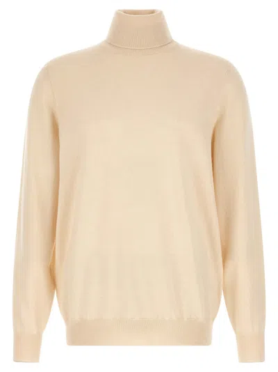 Brunello Cucinelli Off White Turtle Neck Sweatshirt In Multi