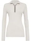 Brunello Cucinelli Virgin Wool-cashmere Rib-knit Sweater In White