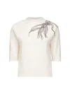 Brunello Cucinelli Women White Cashmere Shiny Flower Embroidery Sweater In Neutral