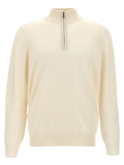 BRUNELLO CUCINELLI WHITE CASHMERE SWEATER