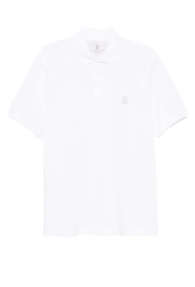 Brunello Cucinelli White Ck640 Cotton Blend Short Sleeve Polo