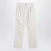 Brunello Cucinelli White Corduroy Pants Men In White