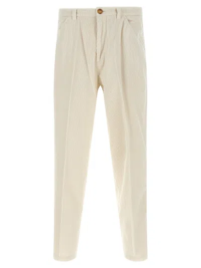 BRUNELLO CUCINELLI WHITE CORDUROY PANTS