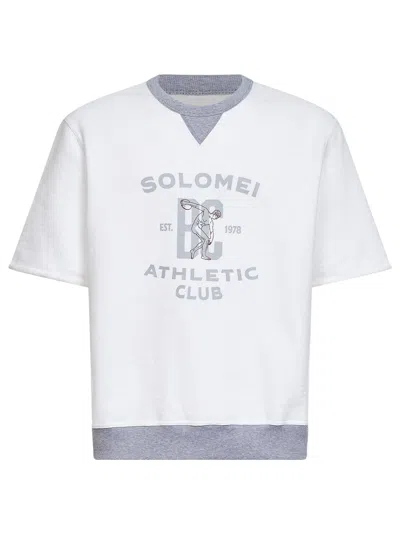 Brunello Cucinelli White Cotton And Linen Blend Fleece Printed Sweatshirt