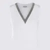Brunello Cucinelli White Cotton Blend Top In Bianco