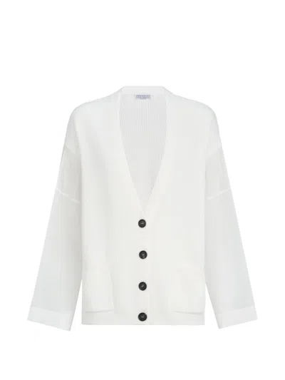 Brunello Cucinelli White Cotton Cardigan