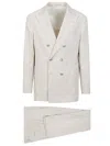 Brunello Cucinelli Ribbed Pattern Double-breasted Suit In White