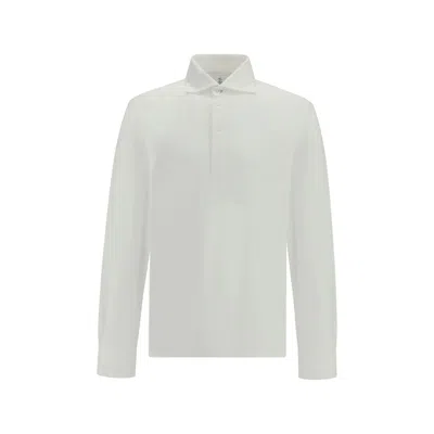 Brunello Cucinelli Men Long-sleeved Cotton Shirt In White