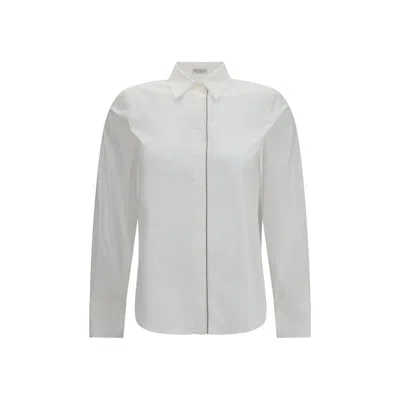 Brunello Cucinelli White Cotton Dress Shirt In Neutral