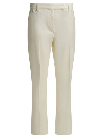 Brunello Cucinelli White Cotton Elastane Trousers In Neutral