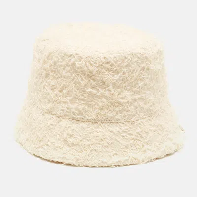 Pre-owned Brunello Cucinelli White Cotton Fuzzy Textured Bucket Hat M