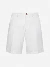 Brunello Cucinelli Men Garment-dyed Bermuda Shorts In Twisted Cotton Gabardine In White