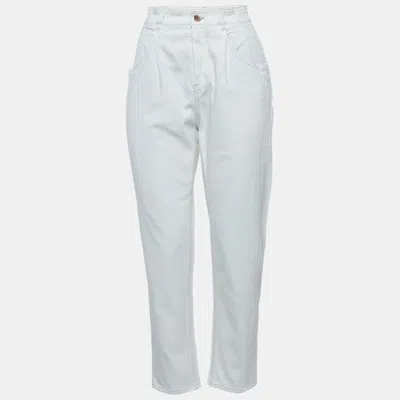 Pre-owned Brunello Cucinelli White Cotton High-rise Jeans S Waist 26"