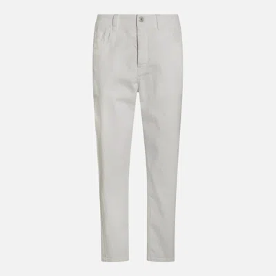 Brunello Cucinelli White Cotton Jeans In Gray
