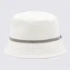 BRUNELLO CUCINELLI WHITE COTTON-LINEN BLEND BUCKET HAT
