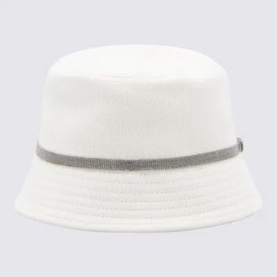 Brunello Cucinelli White Cotton-linen Blend Bucket Hat
