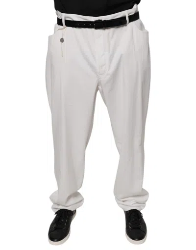 Brunello Cucinelli White Cotton Men Dress Tapered Men's Pants