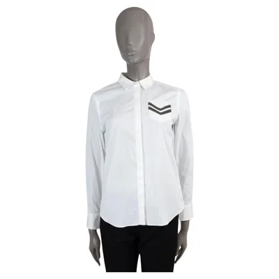 Pre-owned Brunello Cucinelli White Cotton Monili Chevron Poplin Button-up Shirt Xs