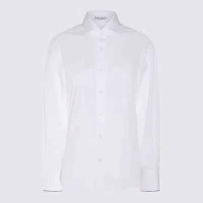 Brunello Cucinelli White Cotton Monili Shirt In C159 Bianco