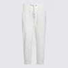 Brunello Cucinelli Relaxed-fit White Trousers With Drawstring Waistband In White