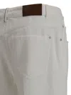 Brunello Cucinelli White Five-pocket Patns With Logo Patch On The Back In Cotton Woman In Beige