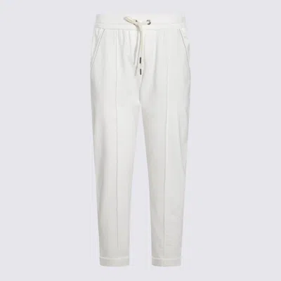 Brunello Cucinelli White Cotton Pants In Natural