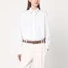 Brunello Cucinelli White Shirt With Pointed Collar And Monil Detail On The Collar In Cotton Blend Woman In White