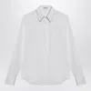 Brunello Cucinelli White Shirt With Pointed Collar And Monil Detail On The Collar In Cotton Blend Woman