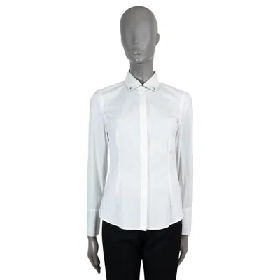 Pre-owned Brunello Cucinelli White Cotton Sterling Silver Button-down Shirt M