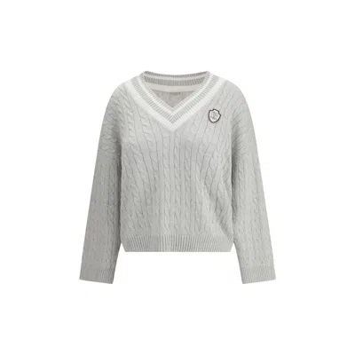 Brunello Cucinelli White Cotton Sweatshirt In Gray