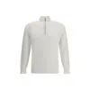 Brunello Cucinelli Men Cotton Sweater With A High Neckline In White