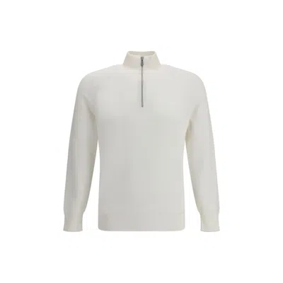 BRUNELLO CUCINELLI WHITE COTTON SWEATSHIRT