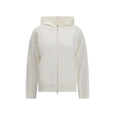 Brunello Cucinelli White Cotton Sweatshirt In Gray