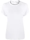Brunello Cucinelli Stretch Cotton Jersey T-shirt With Precious Faux Layering In White