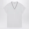 Brunello Cucinelli Cotton T-shirt With V-neck And Contrast Trim
