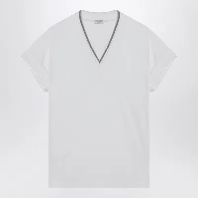 BRUNELLO CUCINELLI BRUNELLO CUCINELLI WHITE COTTON T SHIRT