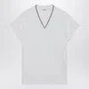 Brunello Cucinelli Cotton T-shirt With V-neck And Contrast Trim