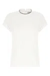 Brunello Cucinelli Stretch Cotton Jersey T-shirt With Precious Faux-layering In White
