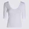 Brunello Cucinelli White U-neck T-shirt With Back Monil Detail In Cotton Woman In White