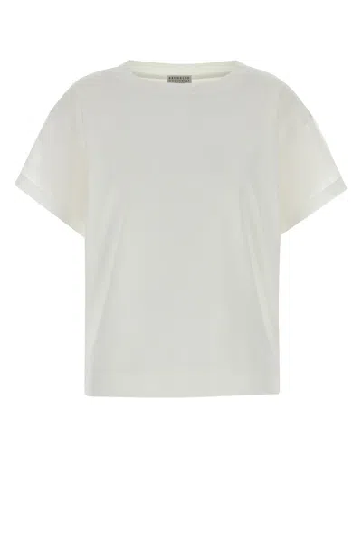 Brunello Cucinelli Women White Cotton T-shirt
